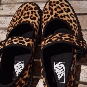 These Vans Mary Jane flats feature animal print straps in  look. The lightweight